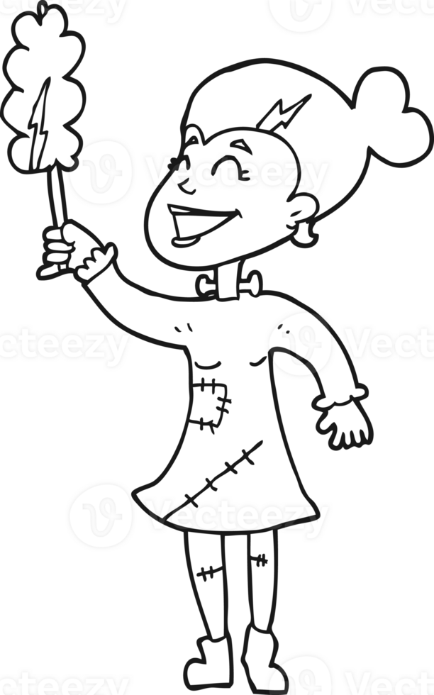 black and white cartoon undead monster lady cleaning png