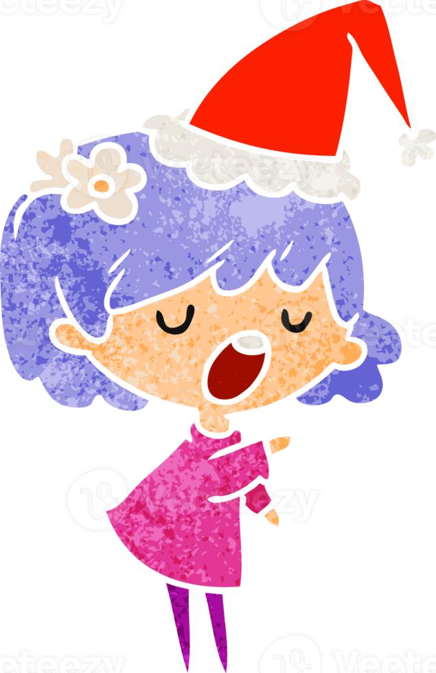 christmas retro cartoon of kawaii girl png