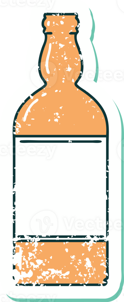 distressed sticker tattoo style icon of a bottle png