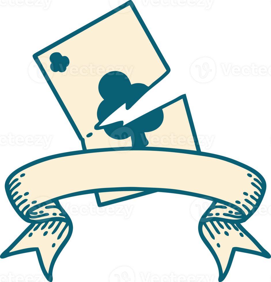 tattoo with banner of a torn card png