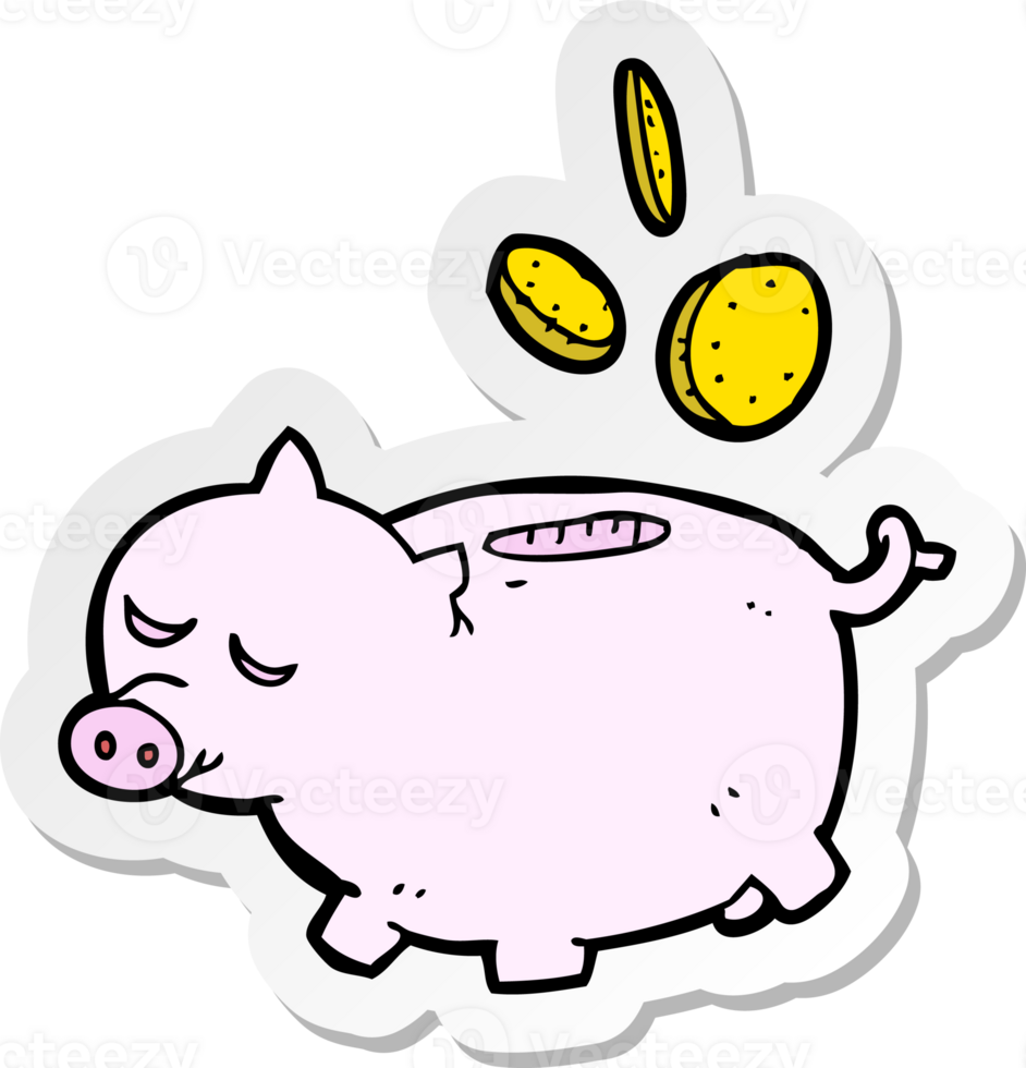 sticker of a cartoon piggy bank png