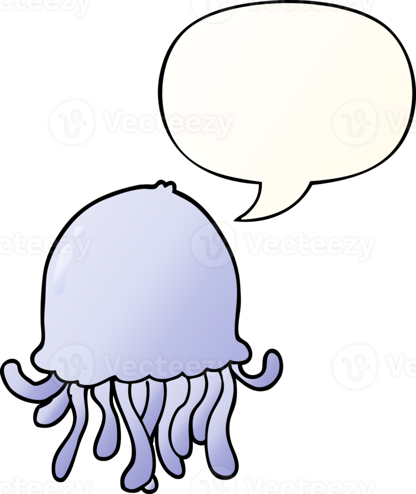 cartoon jellyfish and speech bubble in smooth gradient style png