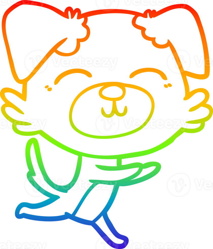 rainbow gradient line drawing cartoon dog png
