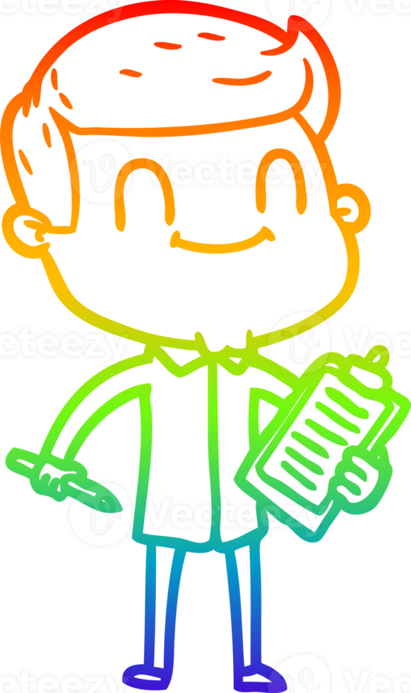 rainbow gradient line drawing cartoon friendly man png