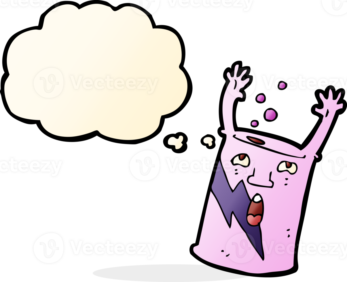 cartoon soda can character with thought bubble png