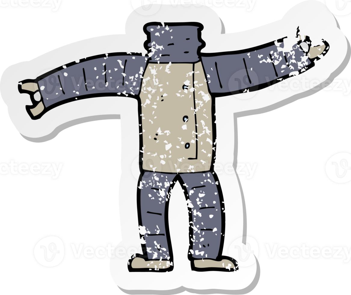 retro distressed sticker of a cartoon robot body png