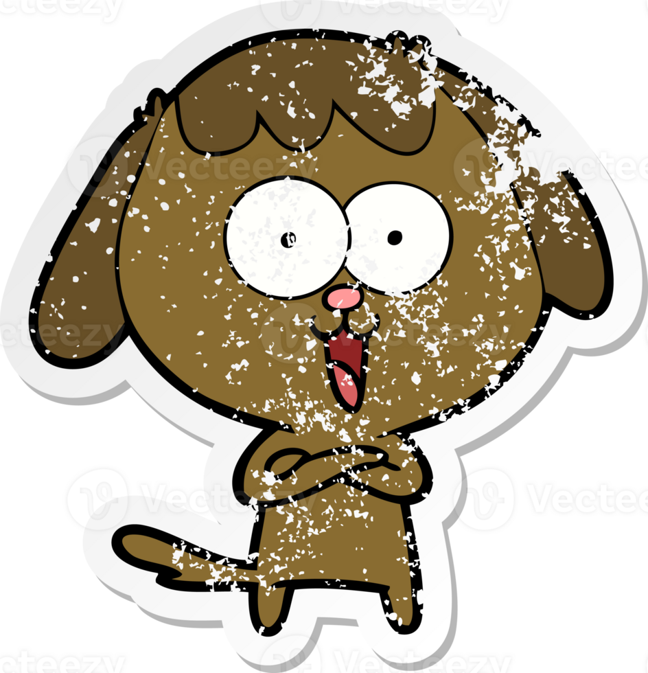 distressed sticker of a cute cartoon dog png