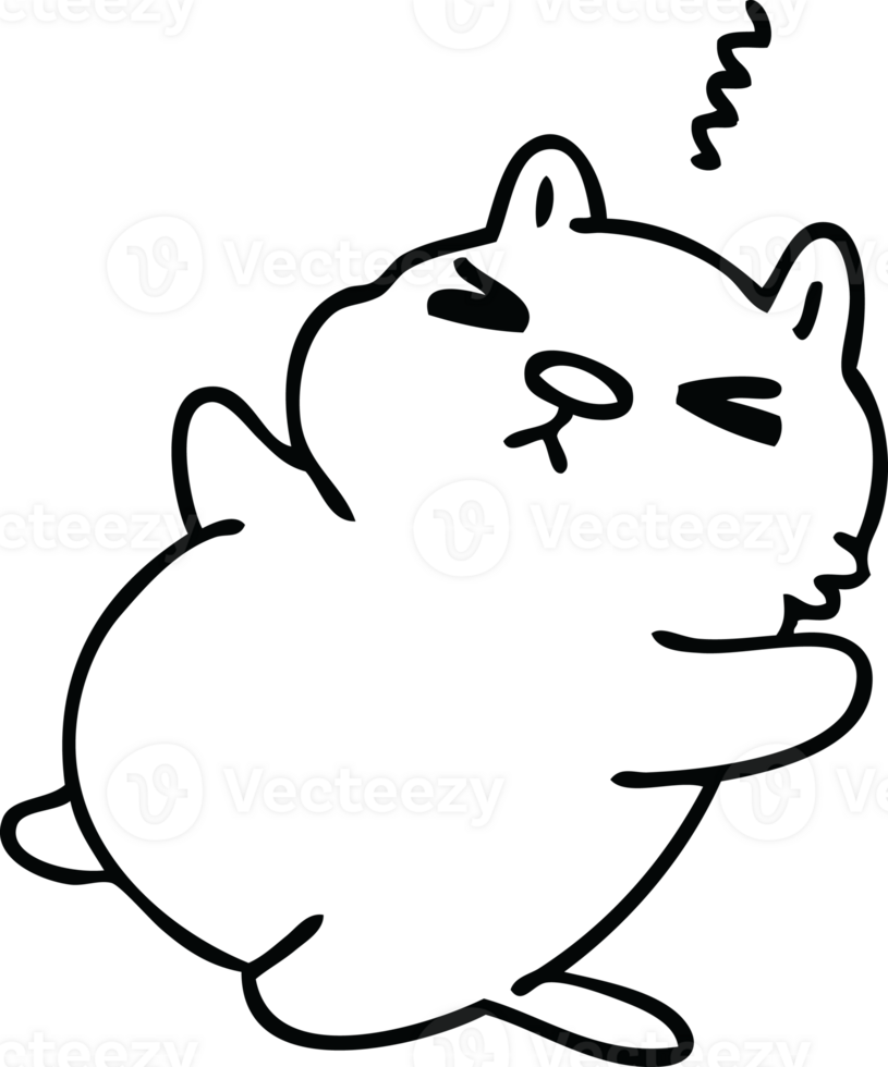 quirky line drawing cartoon cat png