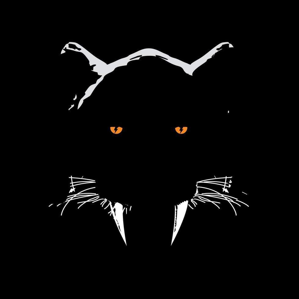 Saber-toothed tiger head t-shirt design in the dark. vector