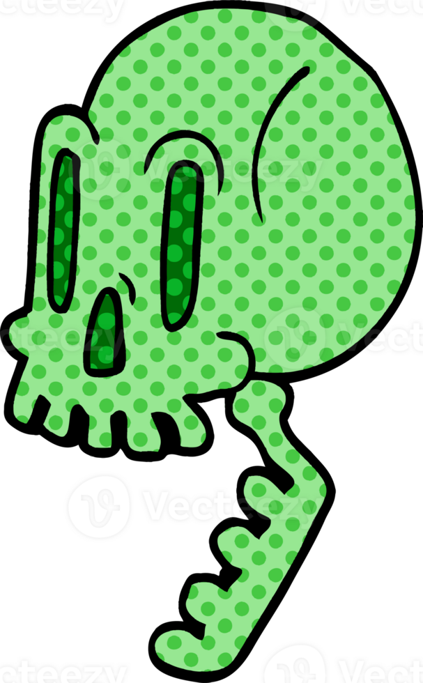 cartoon doodle green skull png