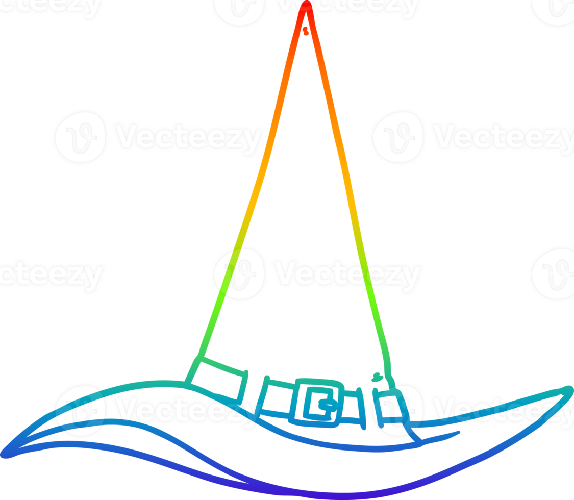 rainbow gradient line drawing cartoon witch hat png