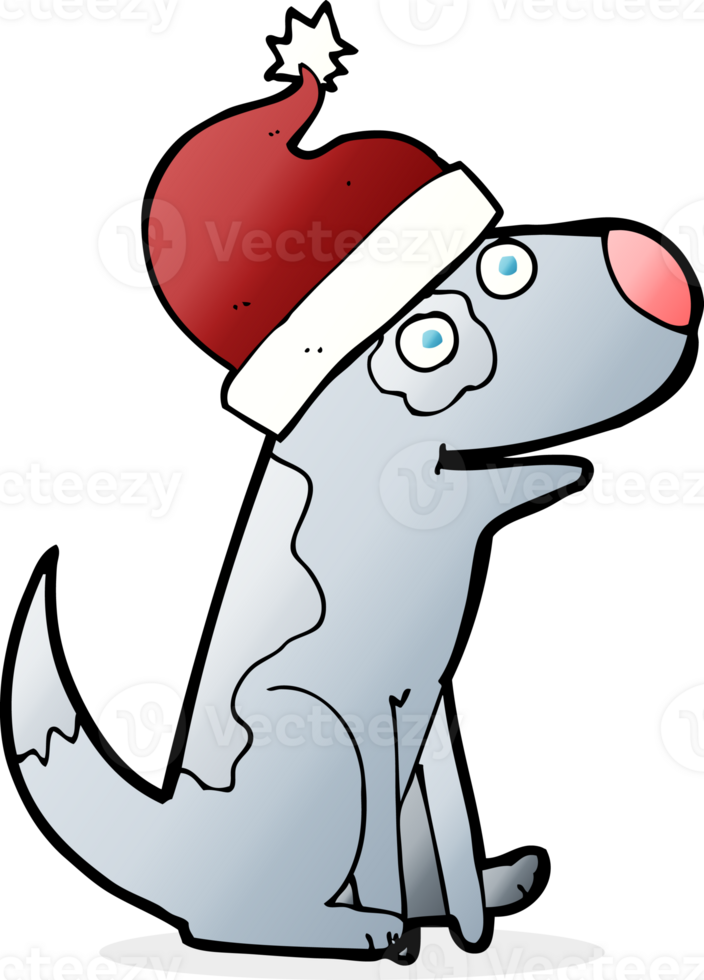 cartoon dog wearing christmas hat png