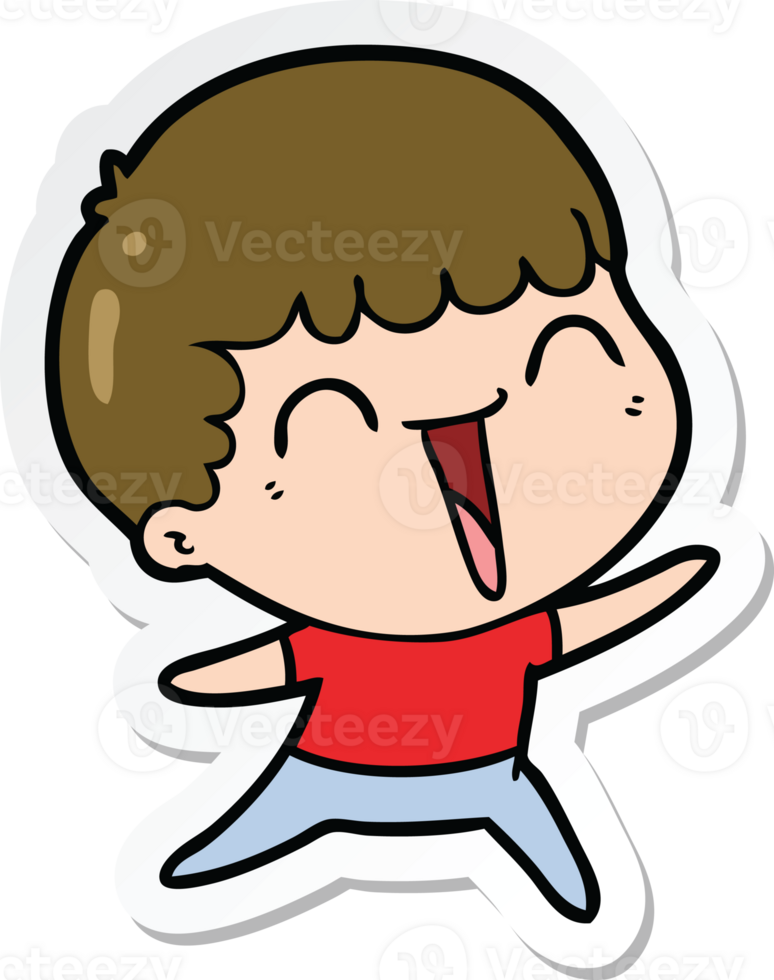 sticker of a cartoon happy man laughing png