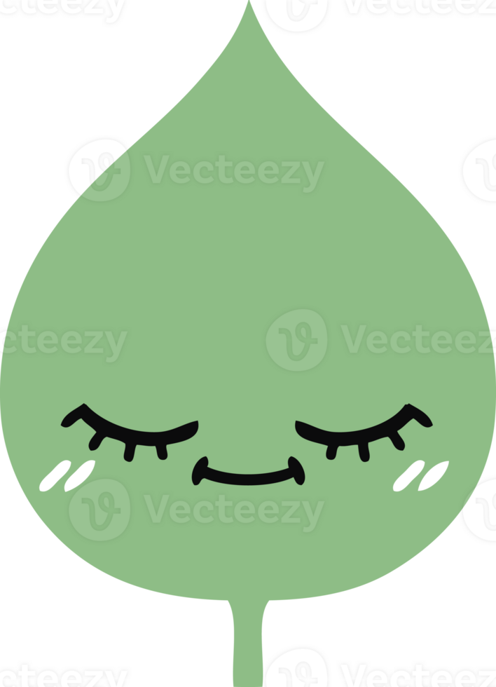 flat color retro cartoon of a expressional leaf png