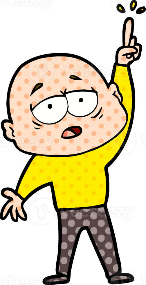 cartoon tired bald man with idea png