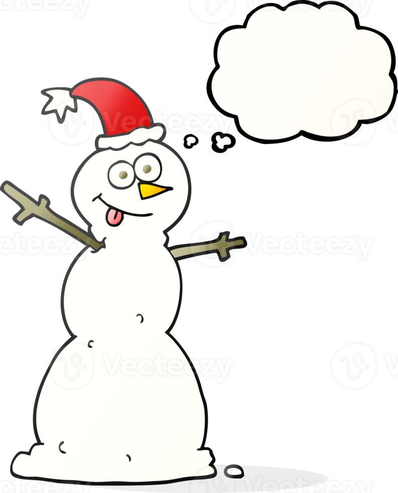 hand drawn thought bubble cartoon snowman png