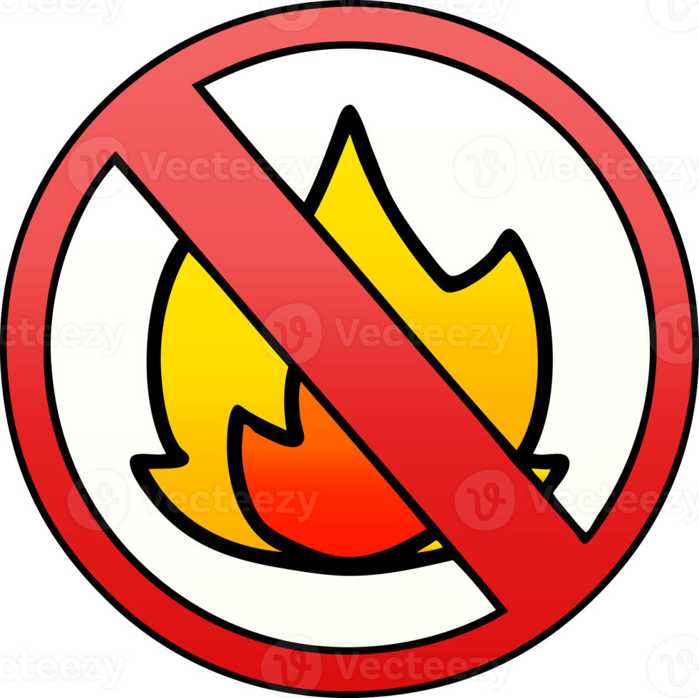 gradient shaded cartoon of a no fire allowed sign png