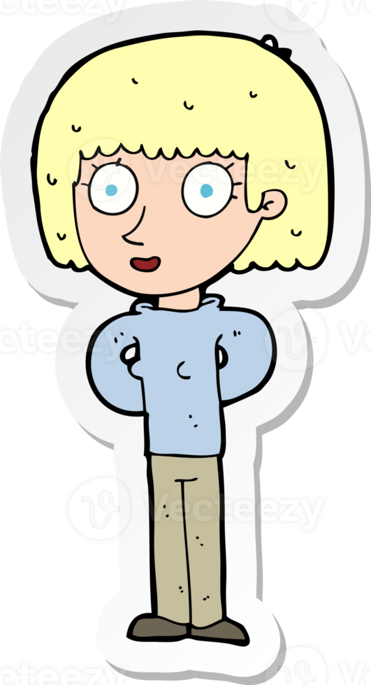 sticker of a cartoon staring woman png