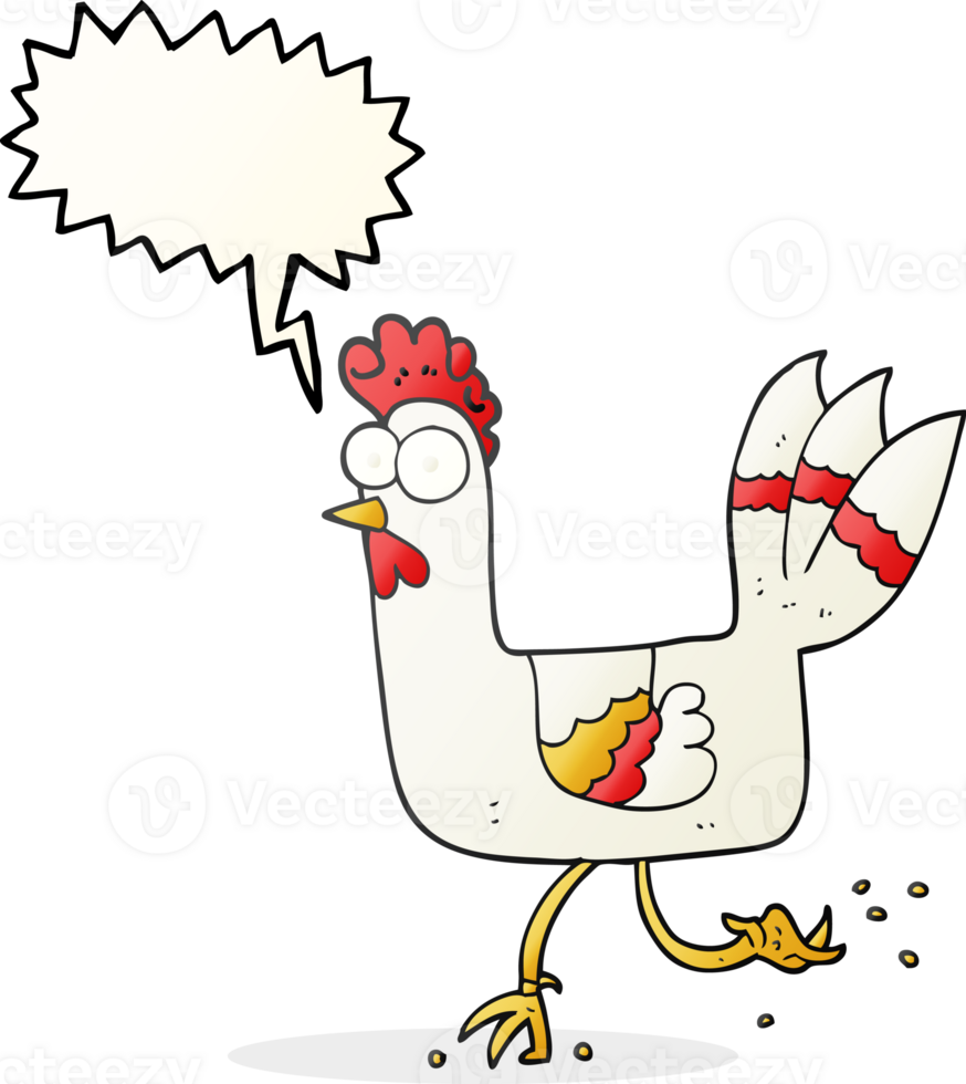 hand drawn speech bubble cartoon chicken running png