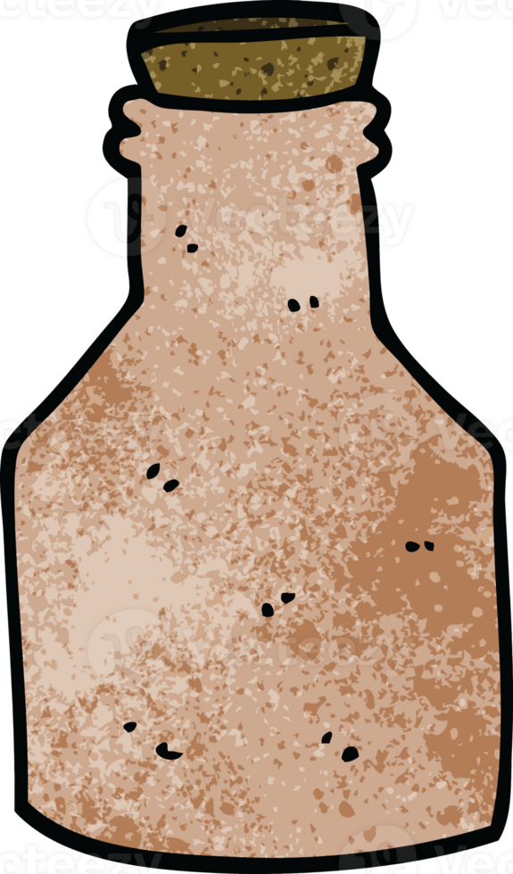 cartoon doodle old ceramic bottle with cork png