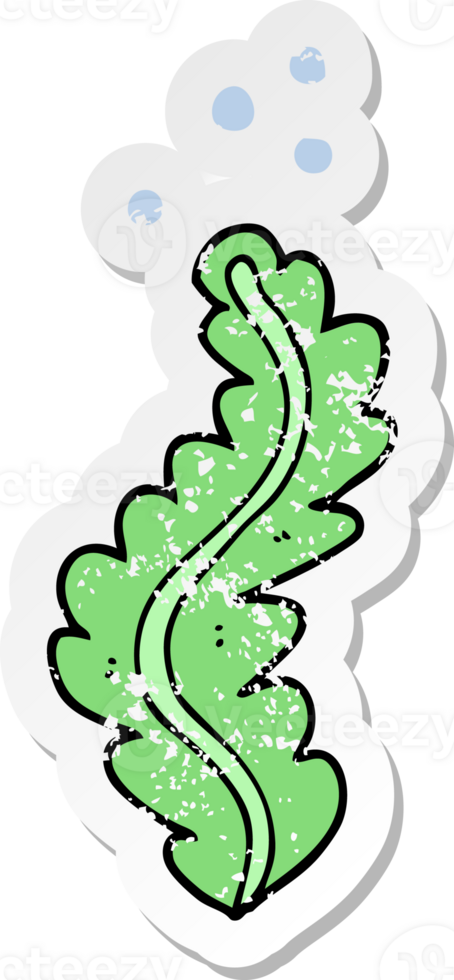 distressed sticker of a cartoon seaweed png