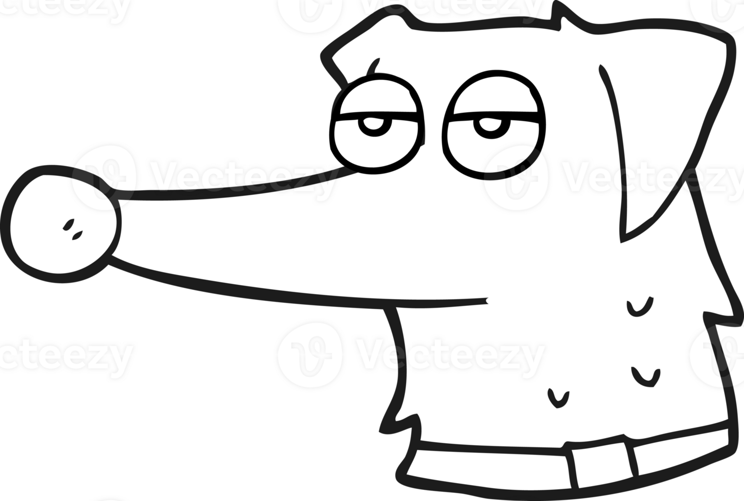 hand drawn black and white cartoon dog with collar png