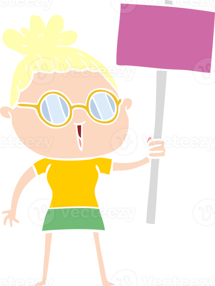 flat color style cartoon woman wearing spectacles png
