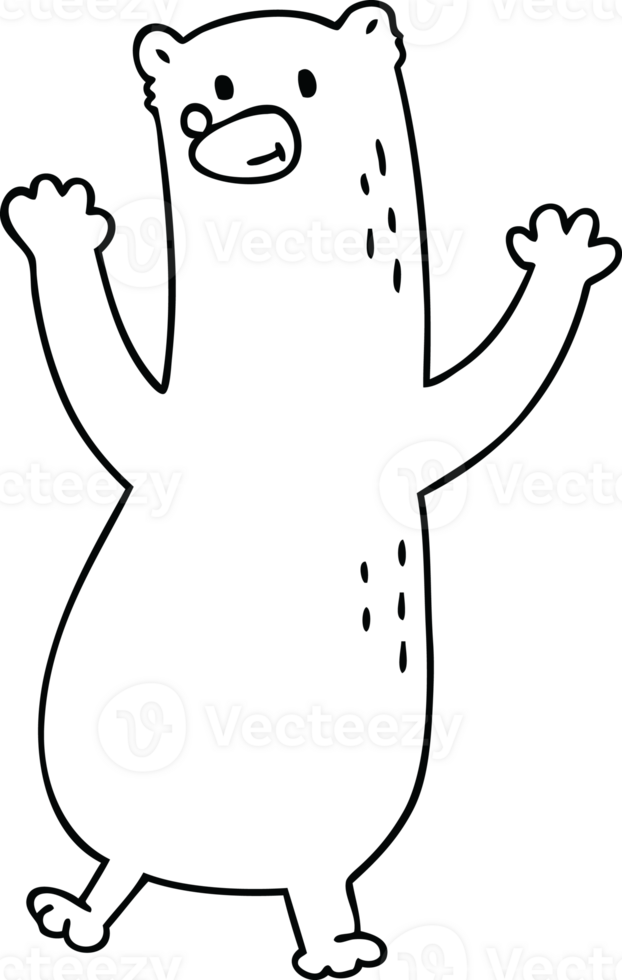line drawing quirky cartoon bear png