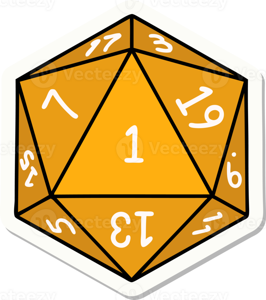 sticker of a natural 1 D20 dice roll png