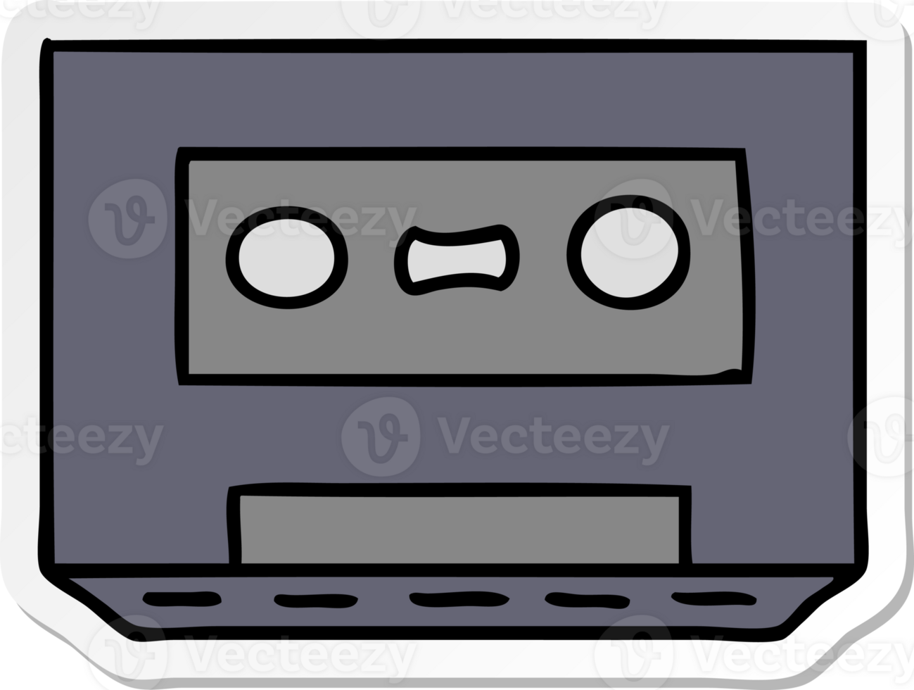 hand drawn sticker cartoon doodle of a sticker cassette tape png
