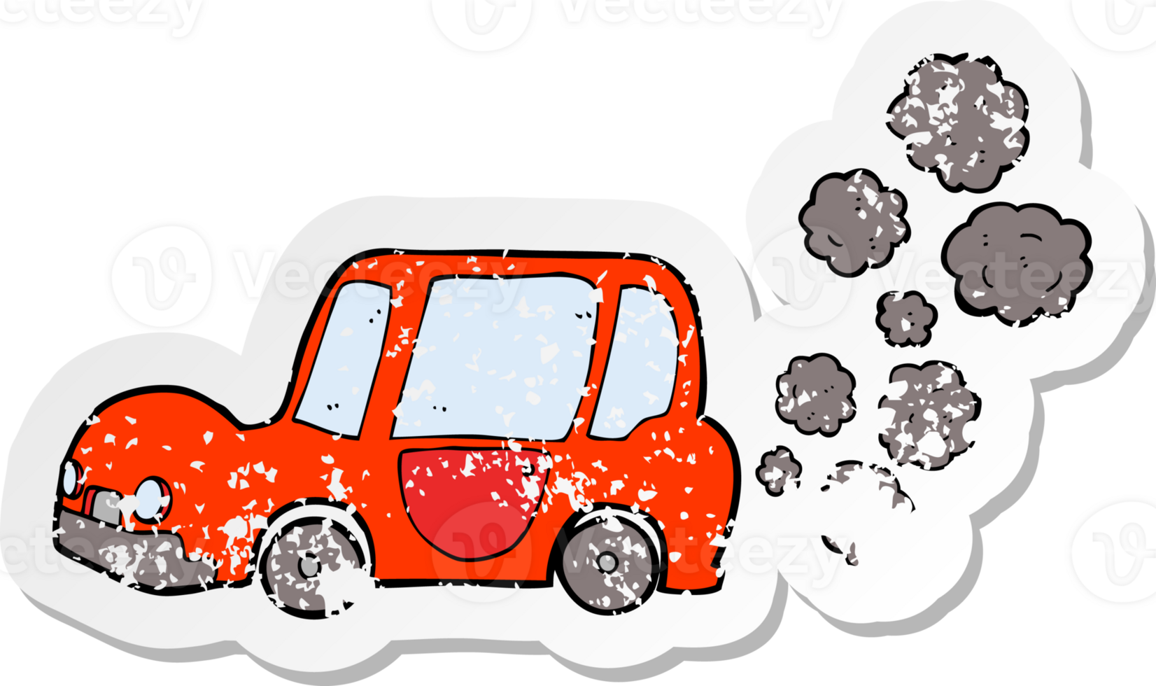 retro distressed sticker of a cartoon car png