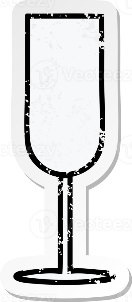 distressed sticker of a cute cartoon champagne flute png
