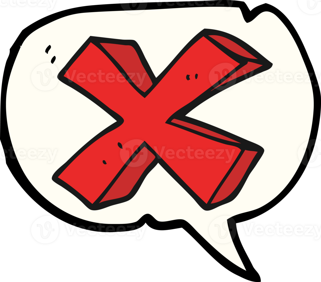 hand drawn speech bubble cartoon negative x symbol png