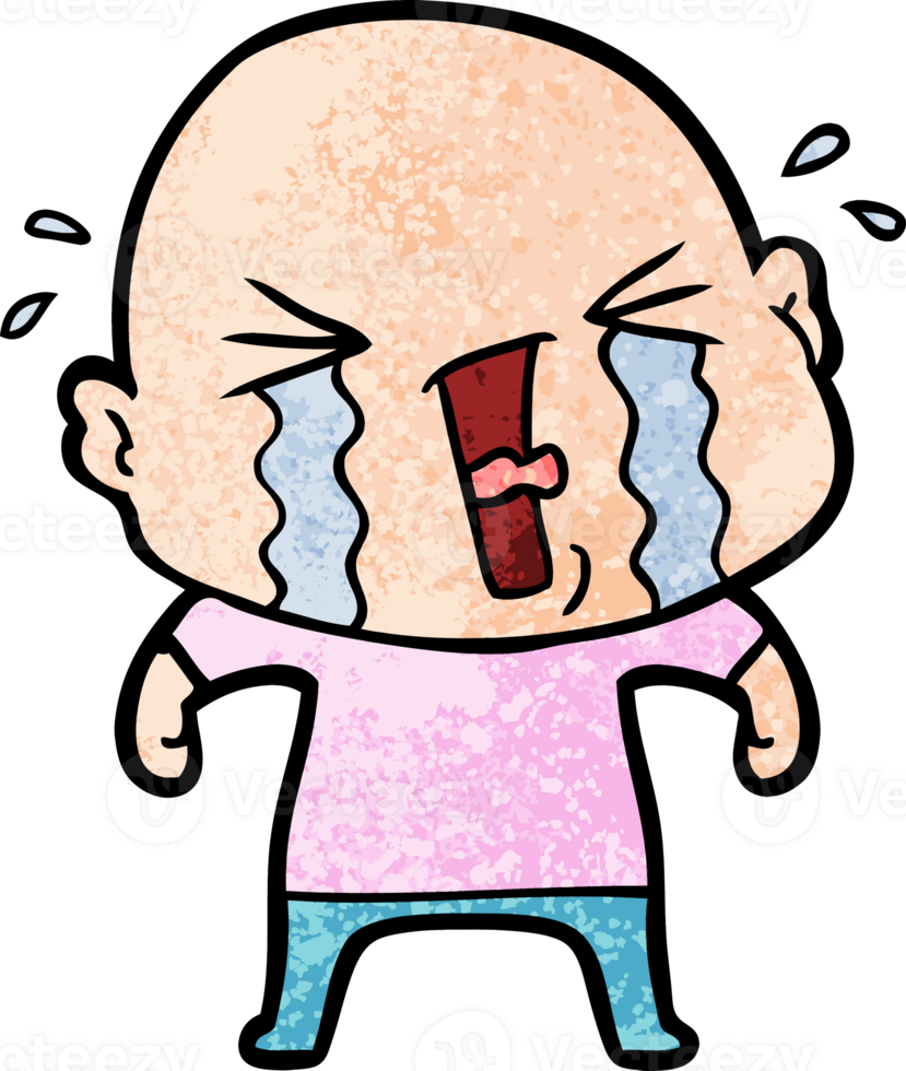cartoon crying bald man png