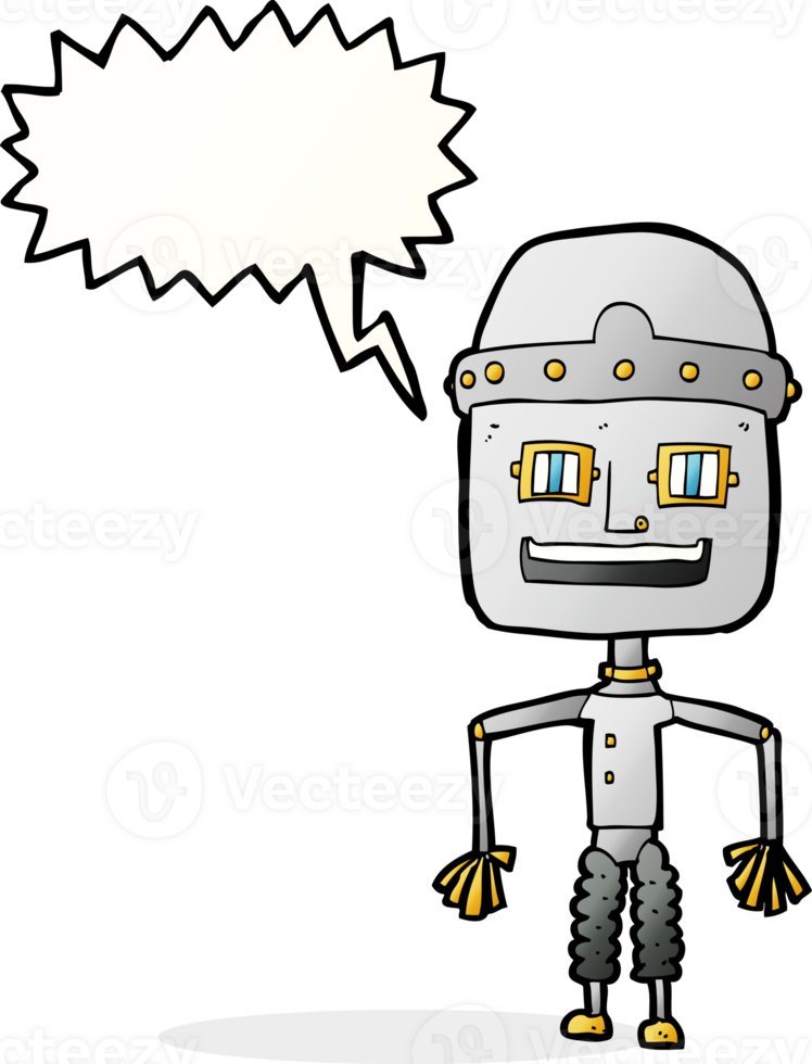funny cartoon robot with speech bubble png