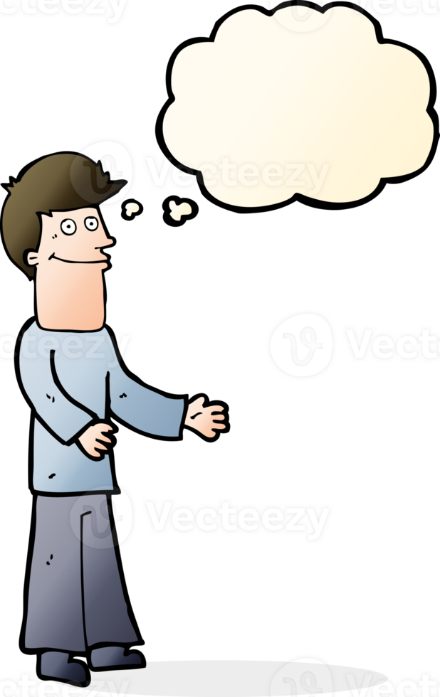 cartoon man shrugging shoulders with thought bubble png