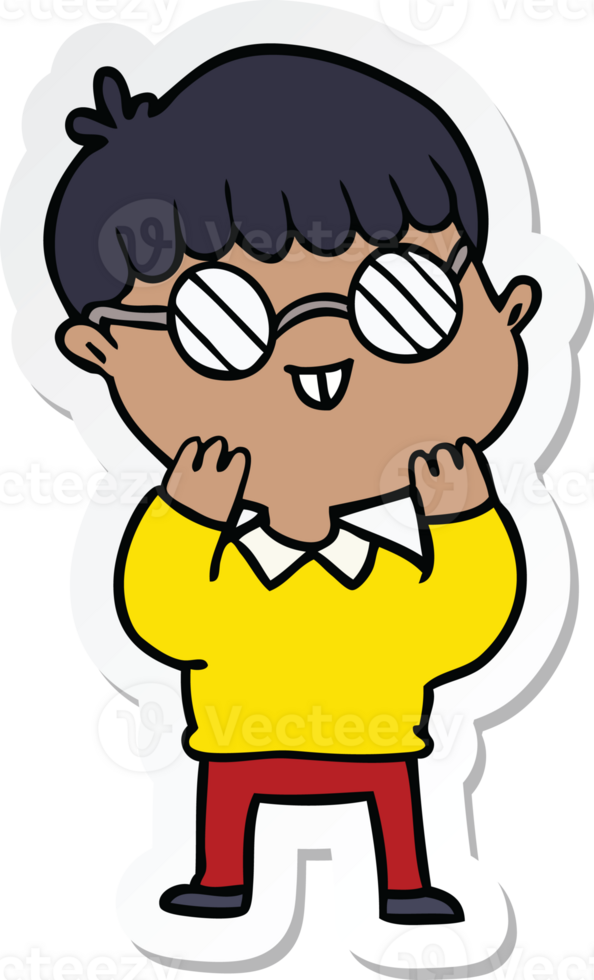 pegatina de un niño de dibujos animados con gafas png