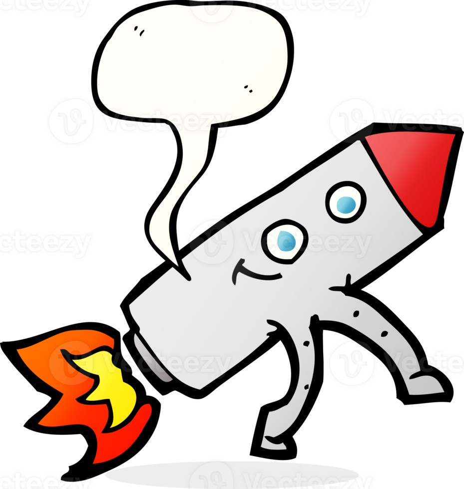 cartoon happy rocket with speech bubble png