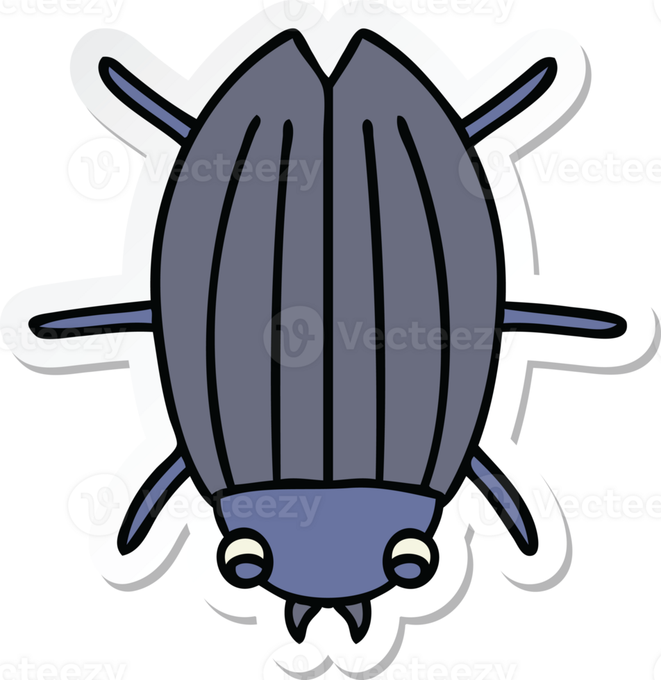 sticker of a quirky hand drawn cartoon beetle png