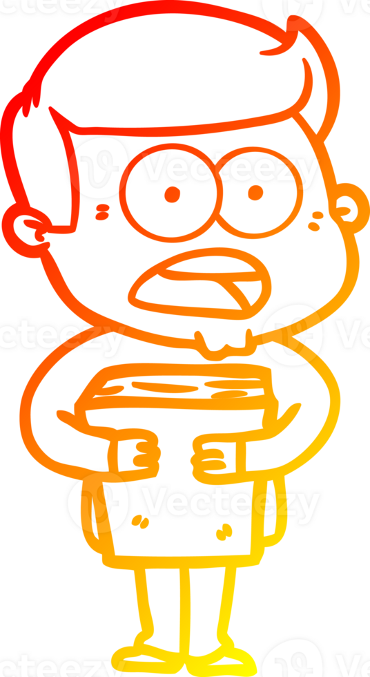 warm gradient line drawing of a cartoon shocked man png