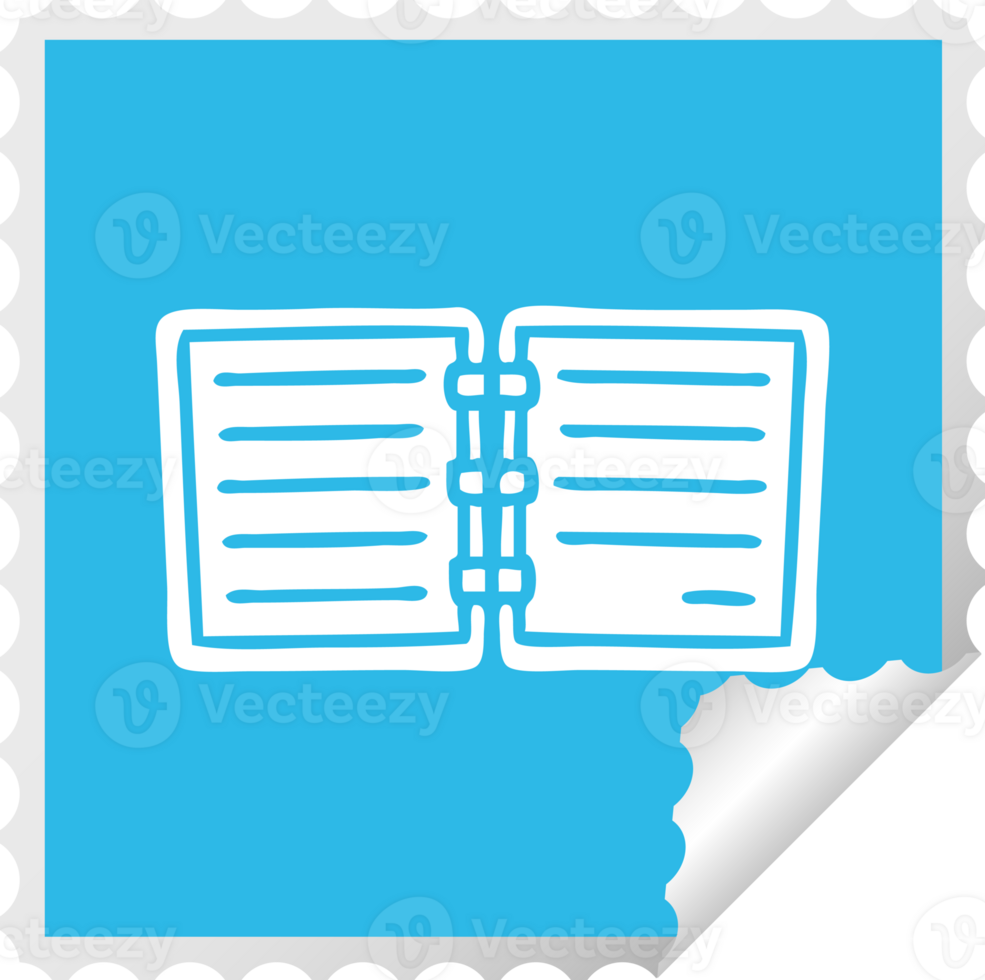 square peeling sticker cartoon of a note book png