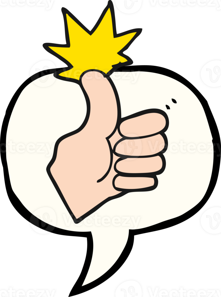 hand drawn speech bubble cartoon thumbs up png