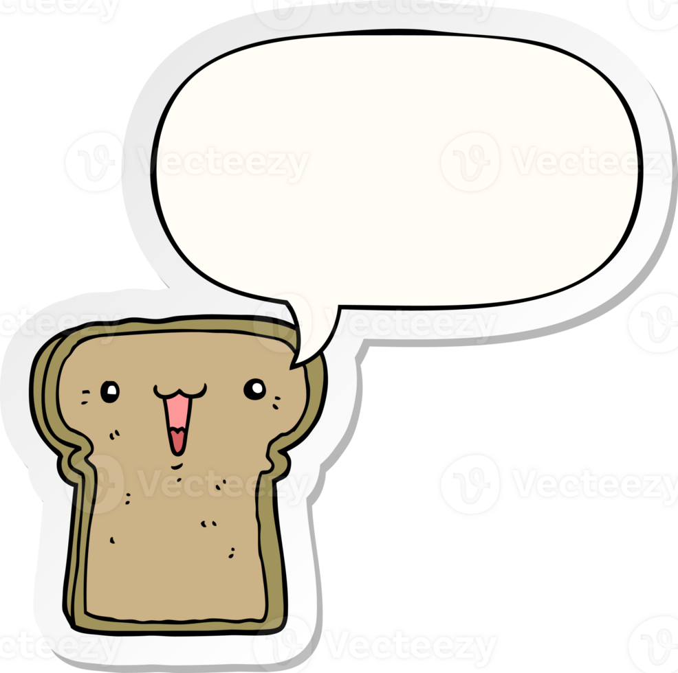 cute cartoon toast with speech bubble sticker png
