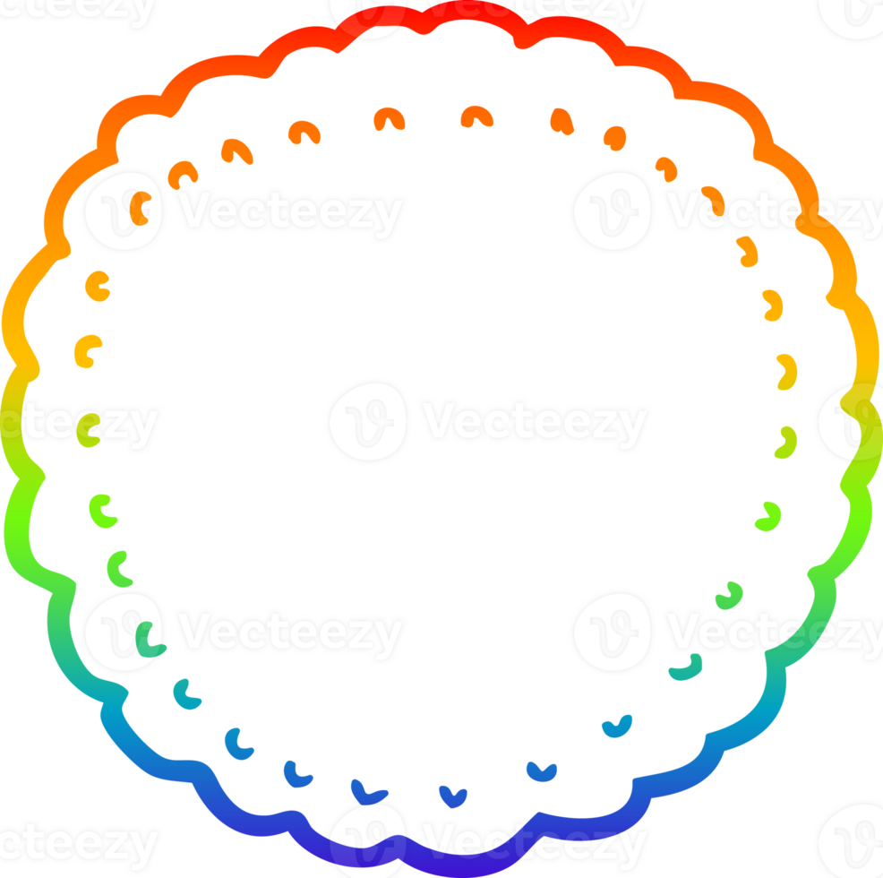 rainbow gradient line drawing of a cartoon biscuit png