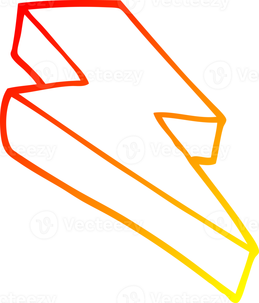 warm gradient line drawing of a cartoon thunder bolt png