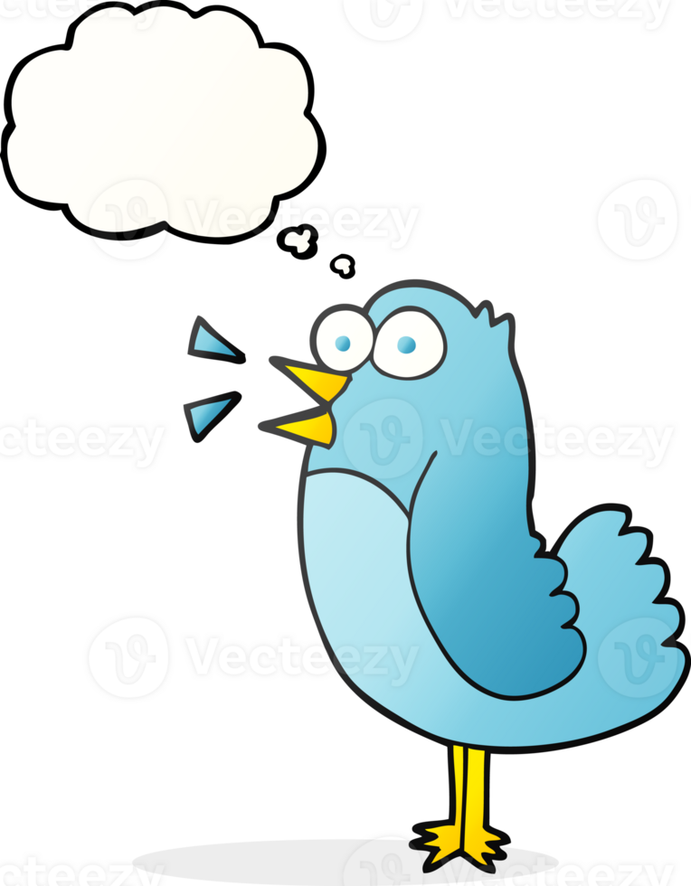 hand drawn thought bubble cartoon bird png