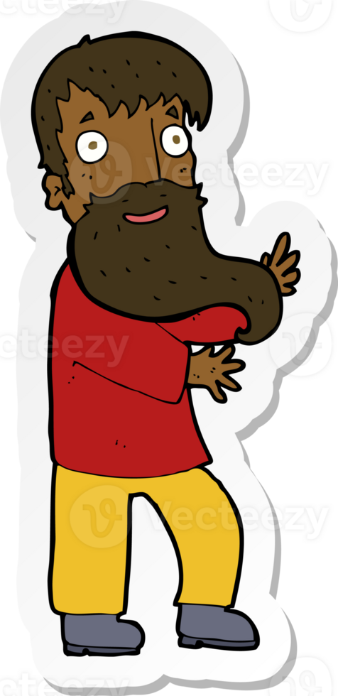 sticker of a cartoon excited bearded man png