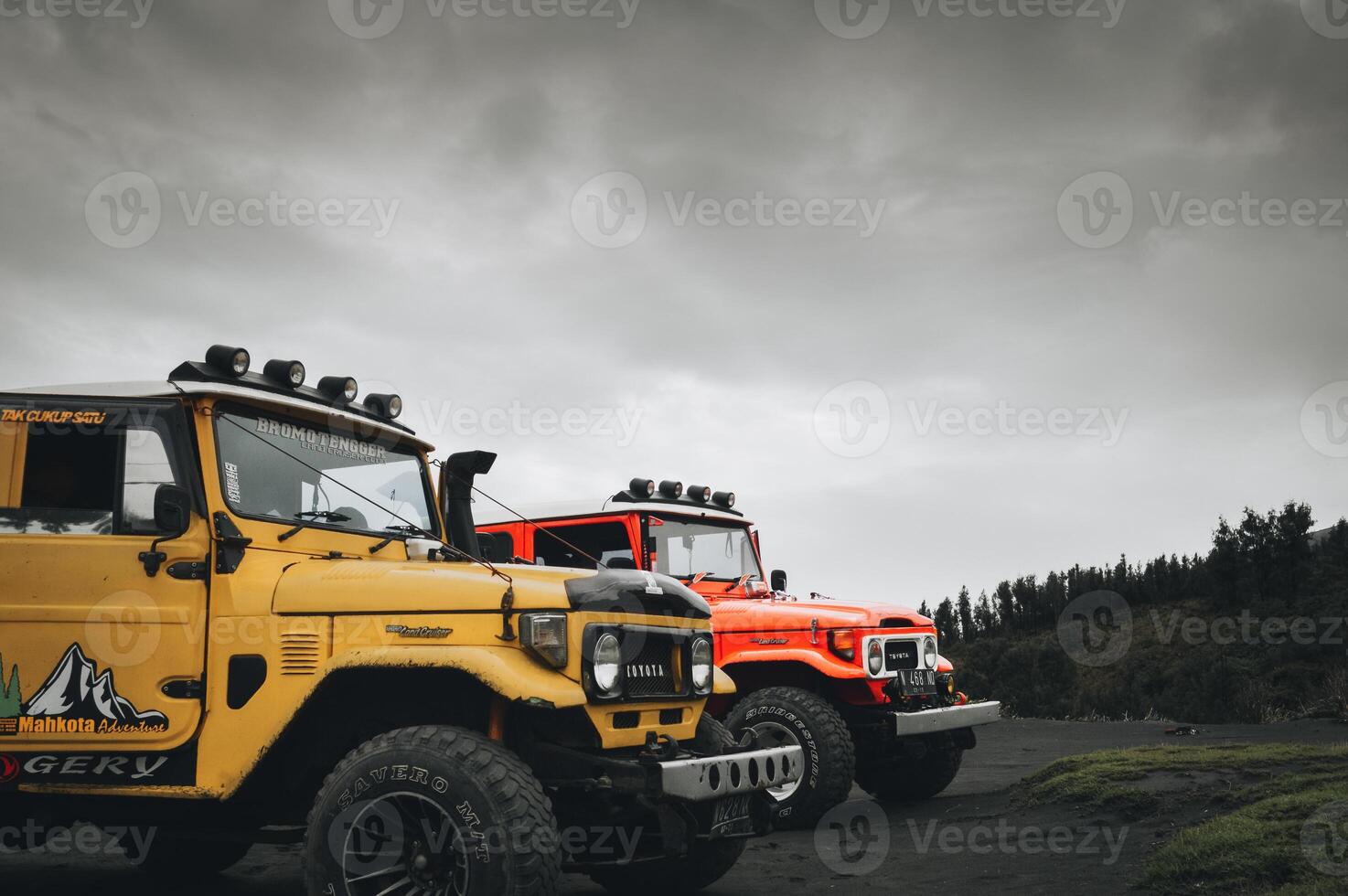 View of a jeep from Bromo, East Java photo