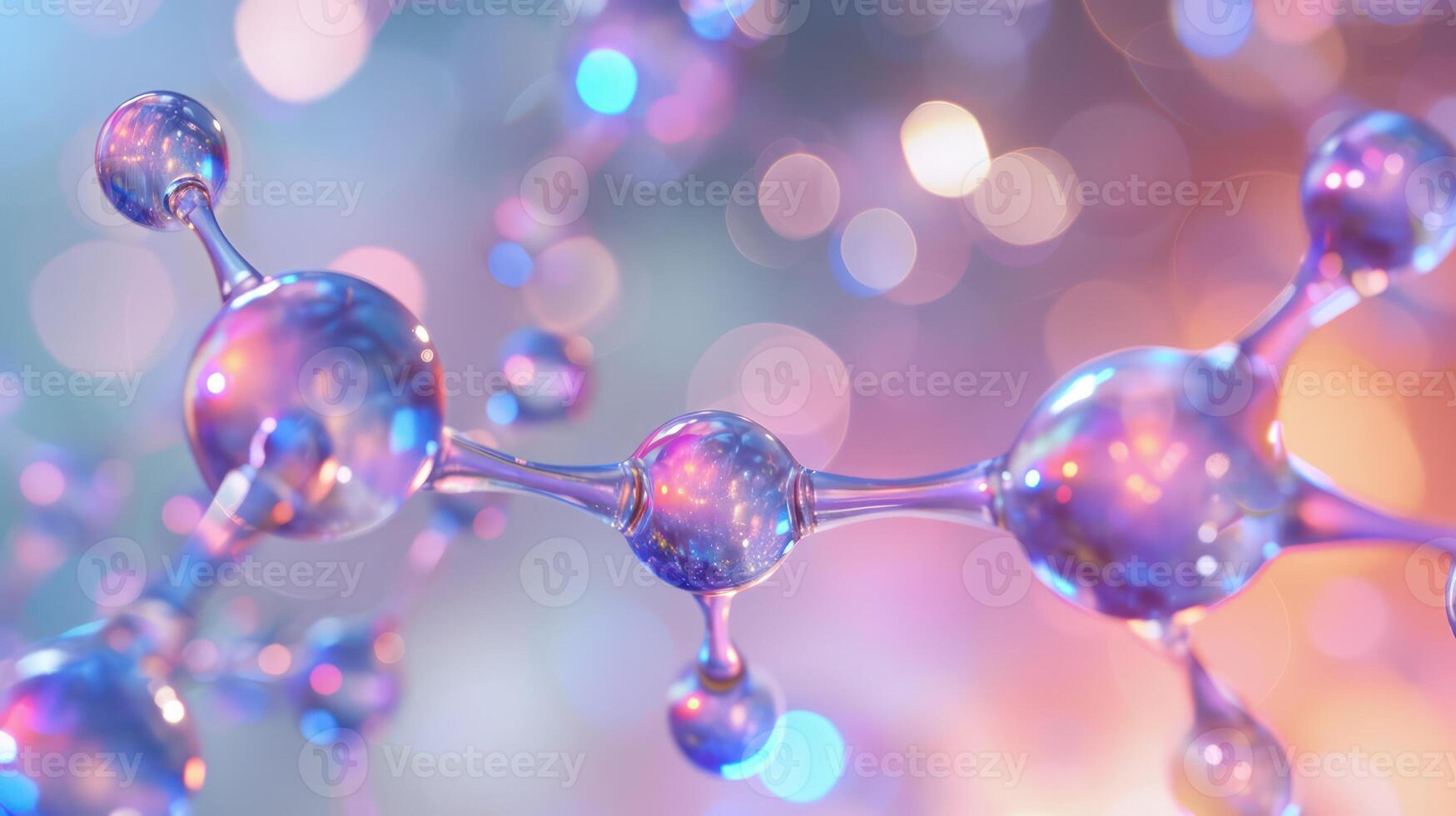 AI generated molecule background, concept skin care cosmetics solution. 3d rendering. photo