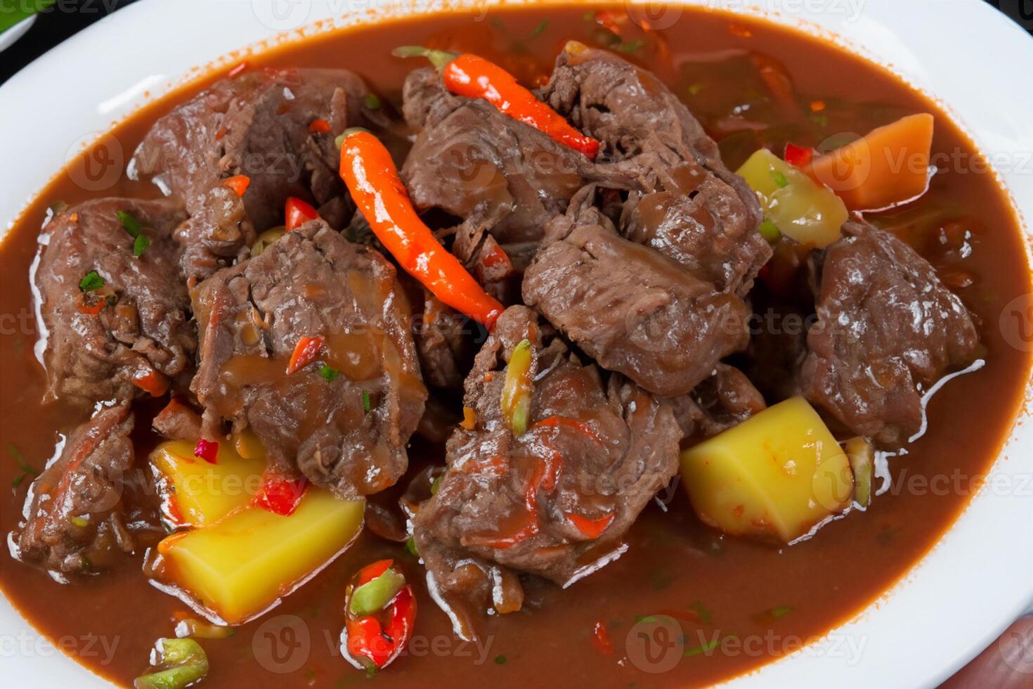 Savor the Exquisite Lamb or Beef Curry Rendang, Ready to Be Relished on Eid al-Adha, Capturing the Essence of Celebration in a Perfect Photo, Showcasing Culinary Mastery and Festive Indulgence photo